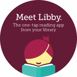 Stylize girl reading a book and smiling. Caption reads Meet Libby. The one-tap reading app from your library