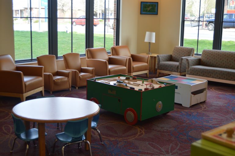 Train table and play area with seating